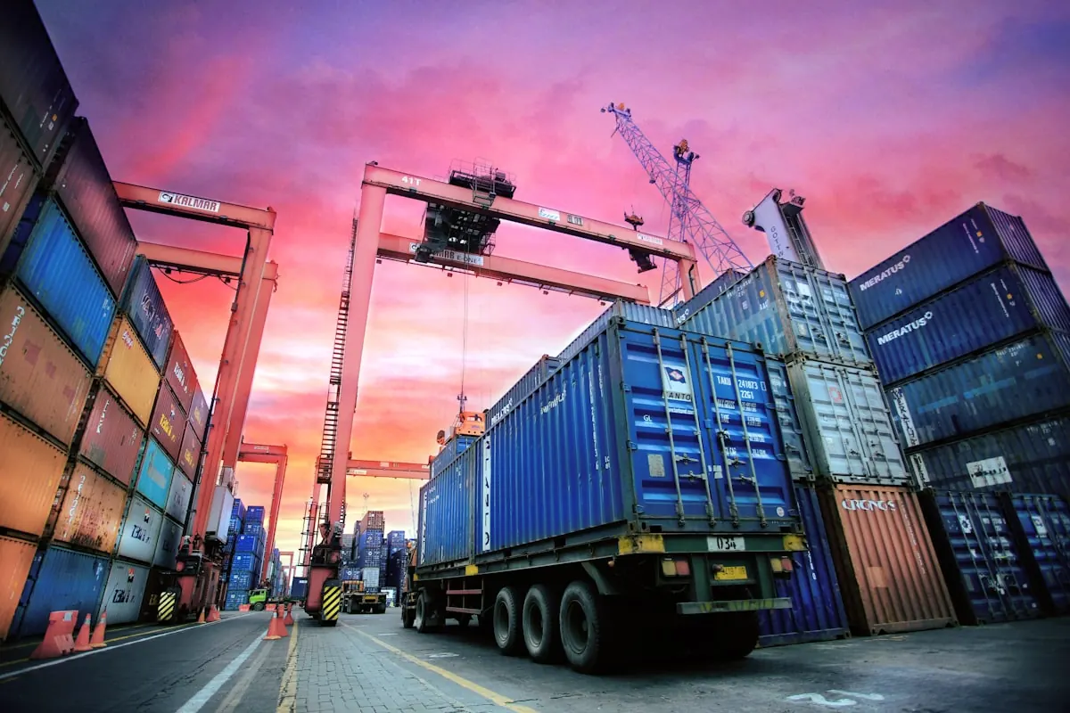 Container logistics at an international port